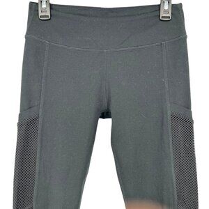 Fabletics Black Mesh Inset Cropped Pocket Leggings Size Small